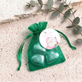 Pink Santa Personalised Organza Bags with Chocolate Hearts