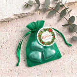 Christmas Wreath Personalised Organza Bags with Chocolate Hearts