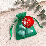Waving Santa Personalised Organza Bags with Chocolate Hearts
