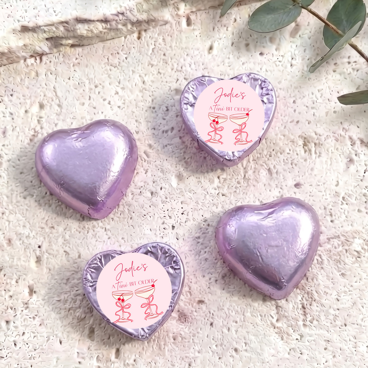 Tini Bit Older Martini Personalised Foil Covered Chocolate Hearts