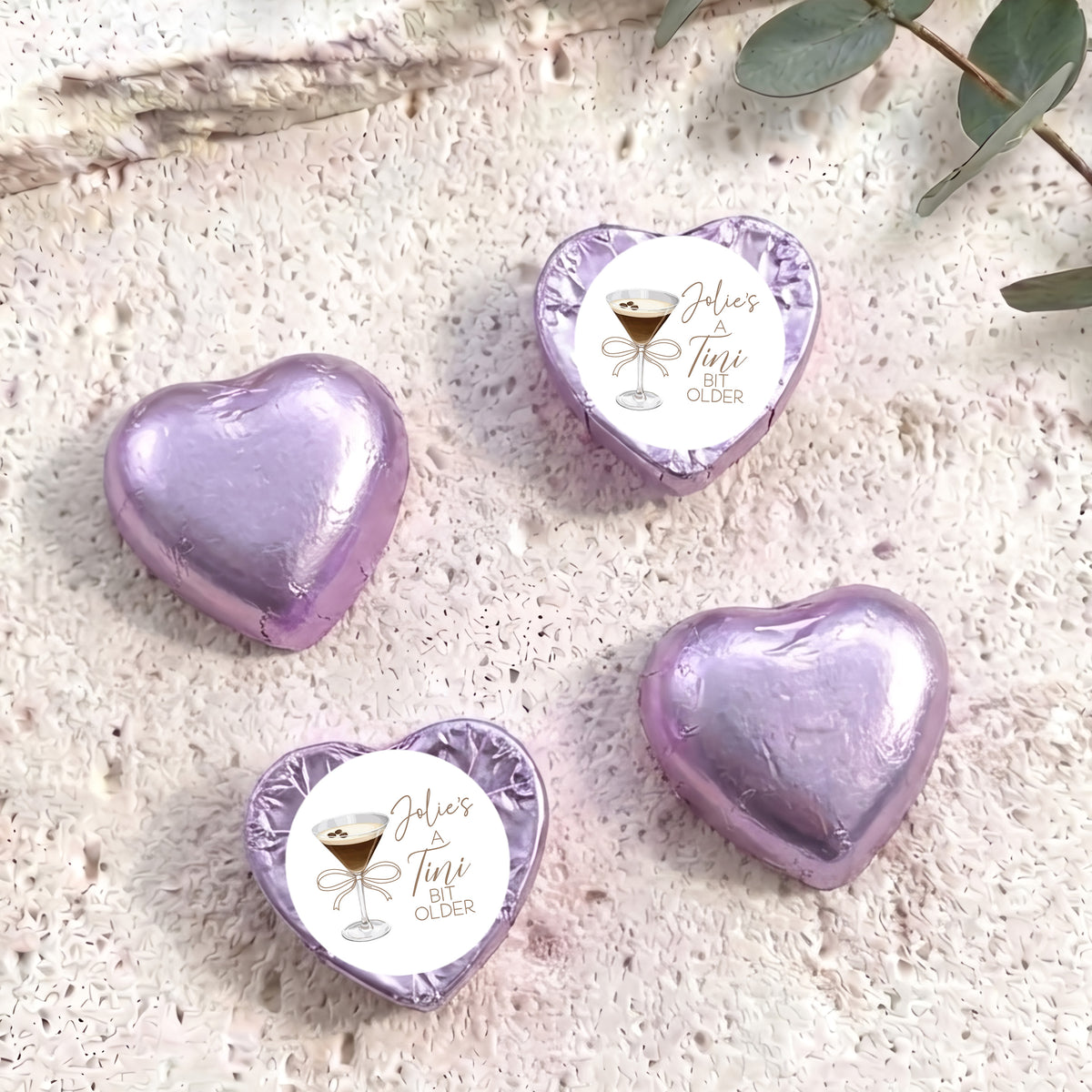 A Tini Bit Older Martini Personalised Foil Covered Chocolate Hearts