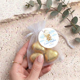 Animals In Hot Air Balloon Baptisms Personalised Organza Bags with Chocolate Hearts