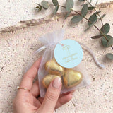 Blue Dove Cross First Holy Communion Personalised Organza Bags with Chocolate Hearts