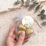 Cute Watercolor Baby Animals Personalised Organza Bags with Chocolate Hearts
