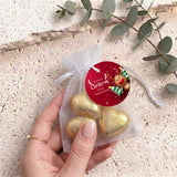 Happy Reindeer Personalised Organza Bags with Chocolate Hearts
