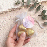 Pink Purple Marble Weddings Personalised Organza Bags with Chocolate Hearts