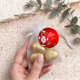 Waving Santa Personalised Organza Bags with Chocolate Hearts