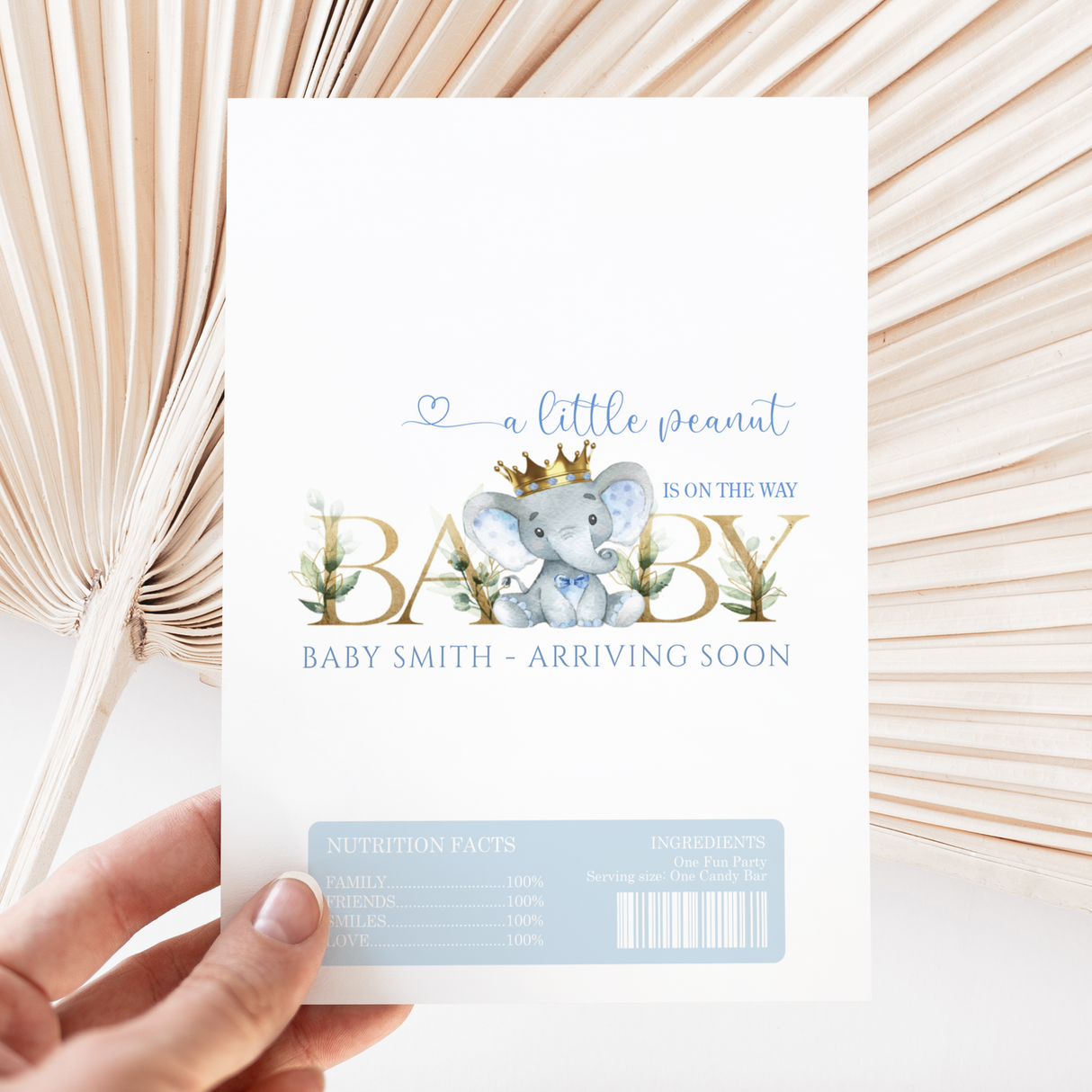 Little Peanut Elephant Baby Shower DIY Printed Chocolate Wrappers