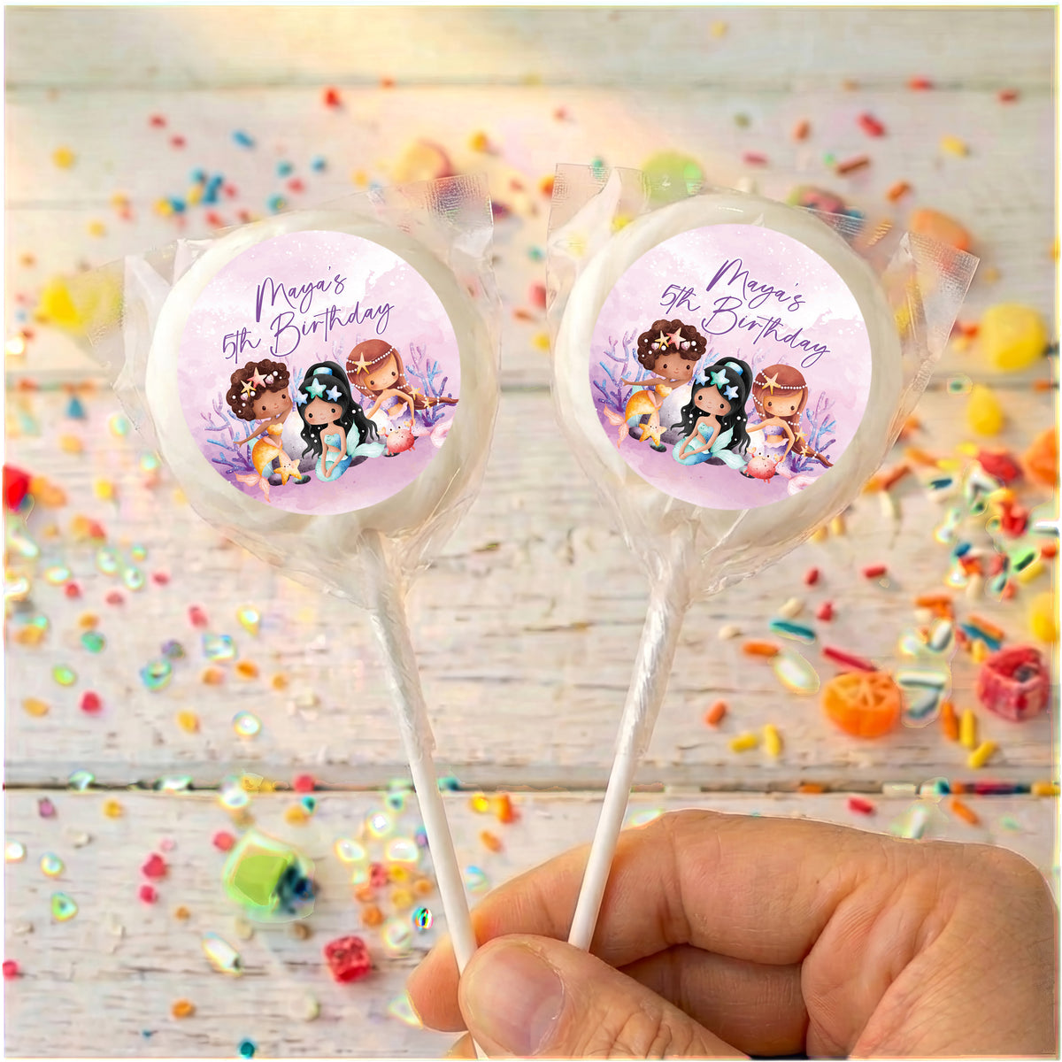 Mermaids Birthday Personalised Lollipops