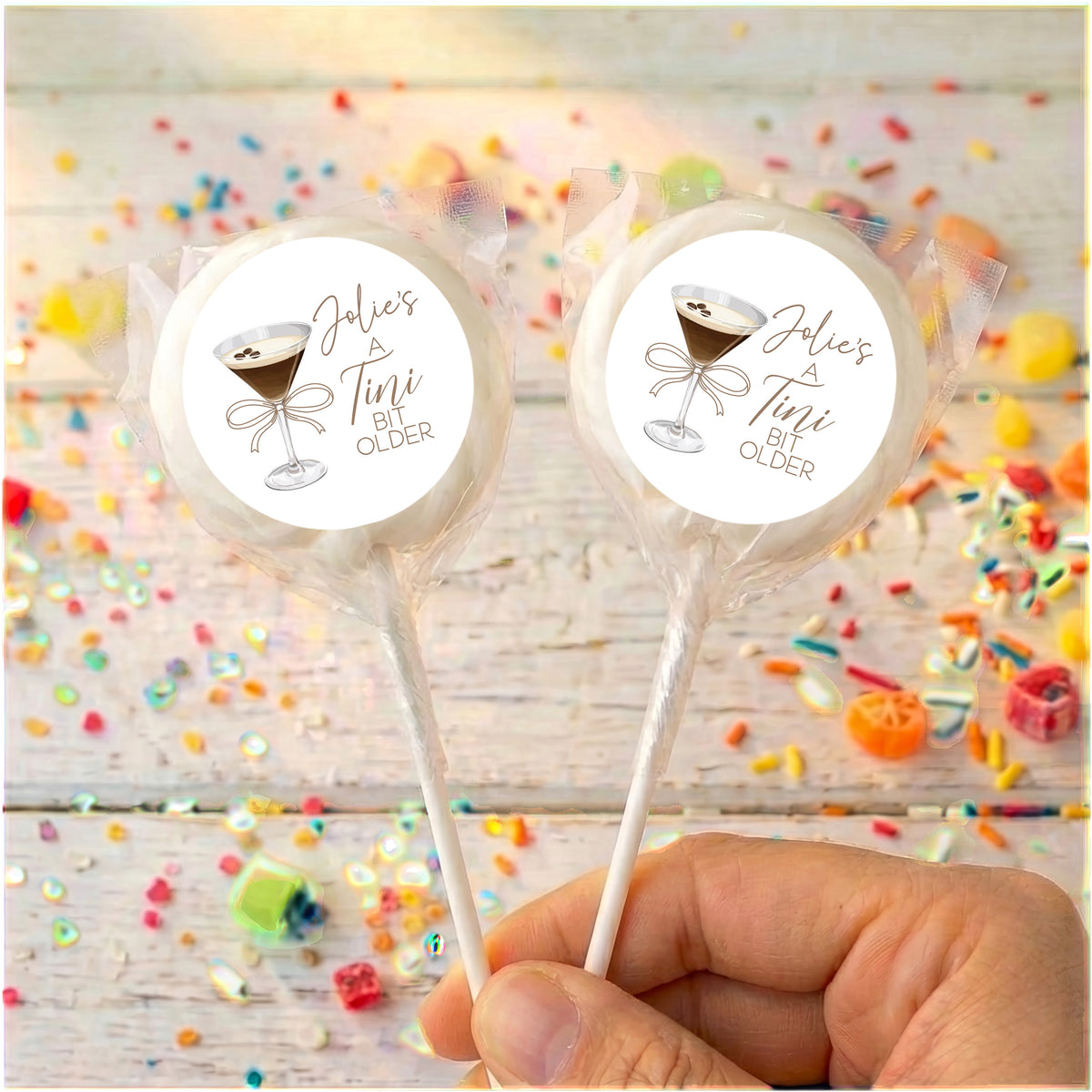 A Tini Bit Older Martini Personalised Lollipops