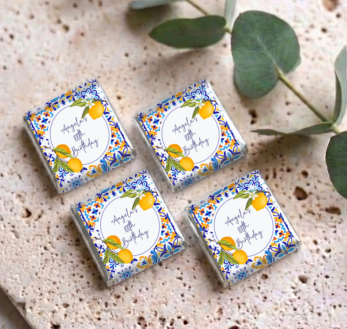 Amalfi Lemons 100th Birthday Personalised Mini Chocolates