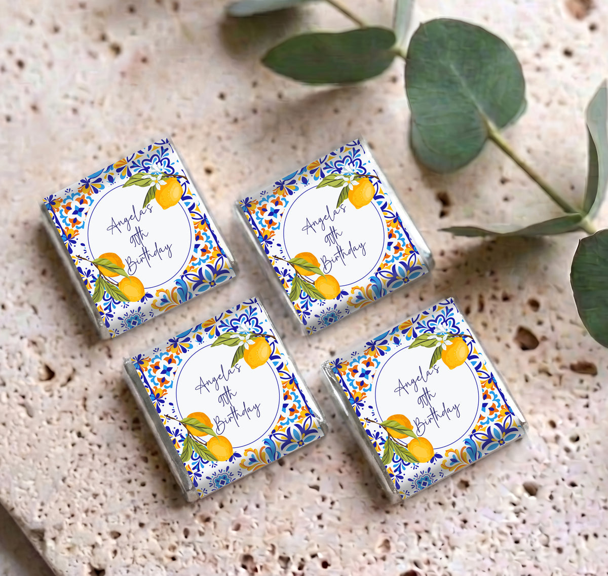 Amalfi Lemons 90th Birthday Personalised Mini Chocolates
