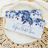 Blue rose floral chocolate bar wrapper, 'Thank you for coming' and 'Kylie's Bridal Shower'