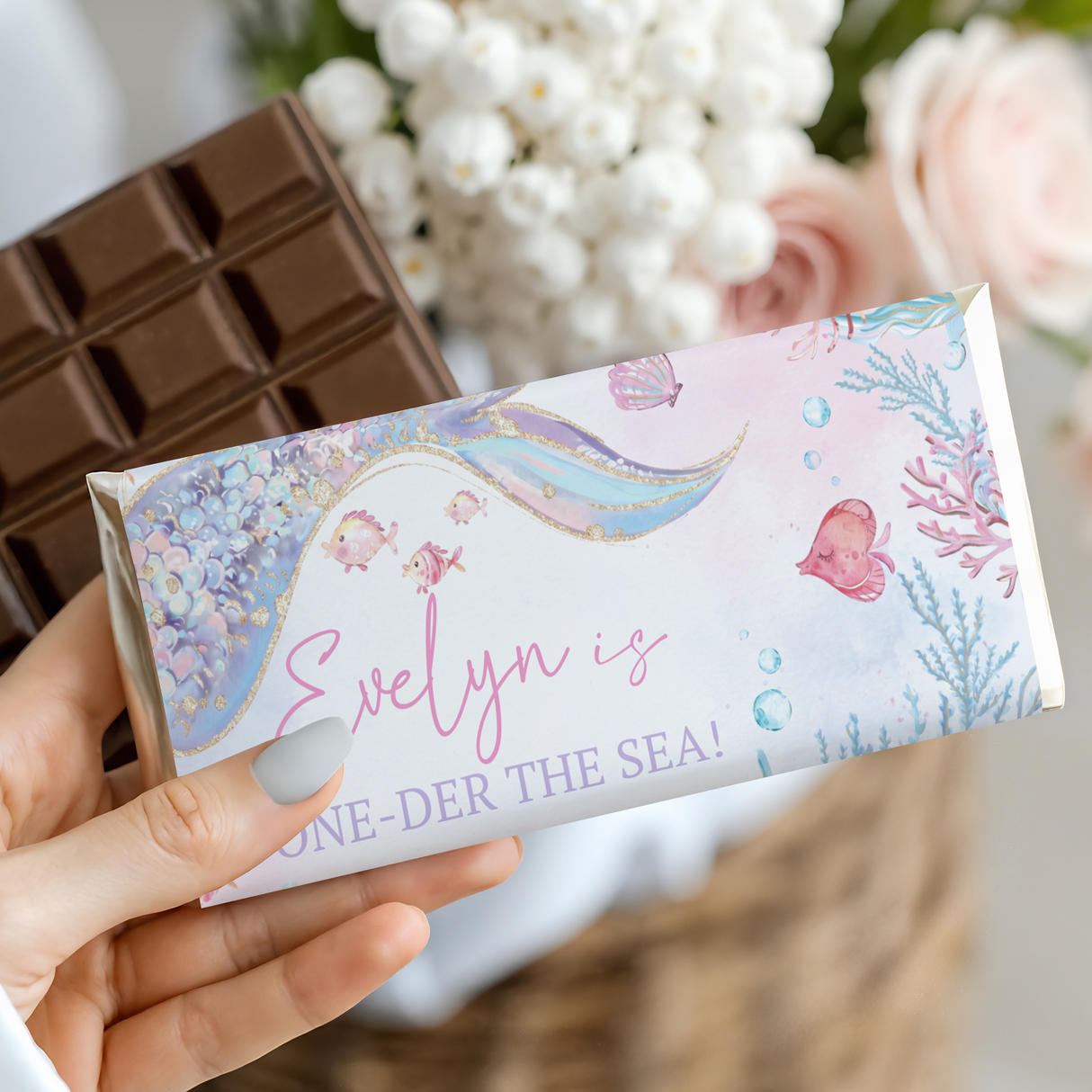 One-Der The Sea Mermaid Birthday Chocolate Bars