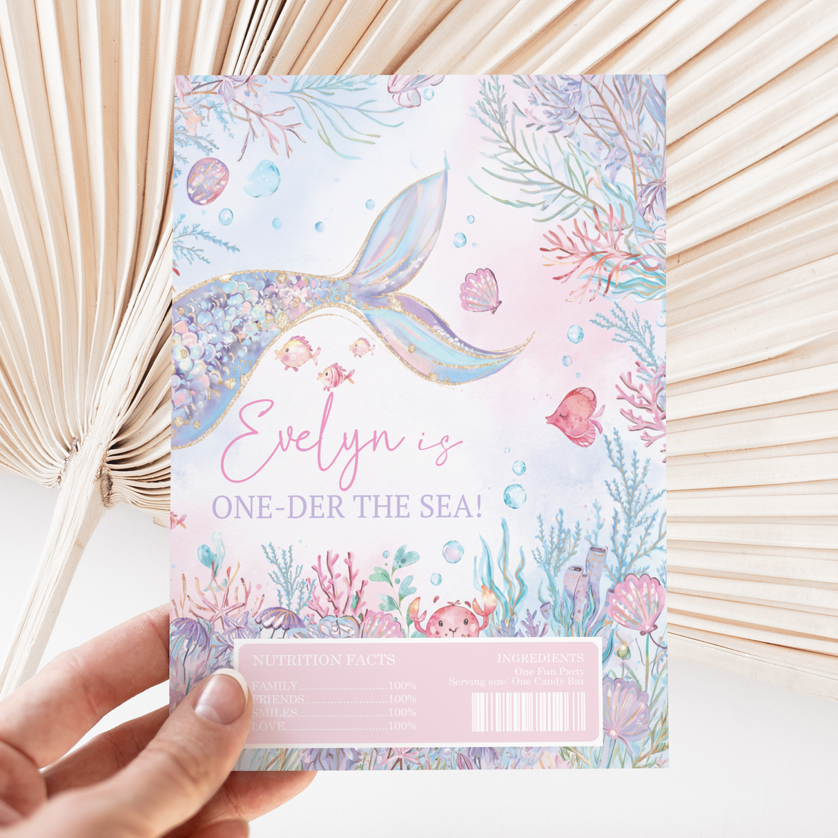One-Der The Sea First Birthday DIY Printed Chocolate Wrappers