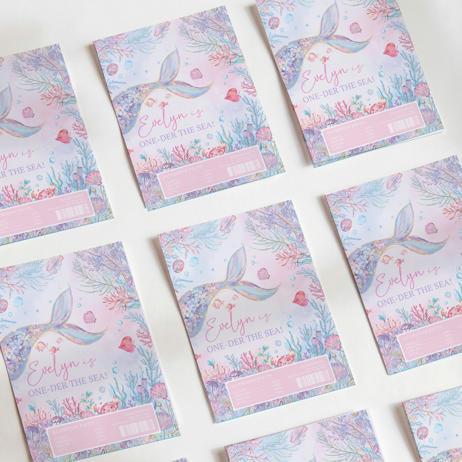 One-Der The Sea First Birthday DIY Printed Chocolate Wrappers