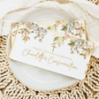 Peach and cream floral confirmation chocolate bar wrapper with cross and script message