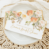 Peach floral bridal shower chocolate bar wrapper with “Thank you for coming” text