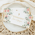 Confirmation chocolate bar with pink floral border, thank-you message and gold crosses