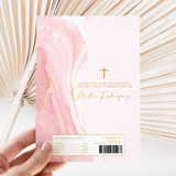 Pink & Gold Marble Holy Communion DIY Printed Chocolate Wrappers