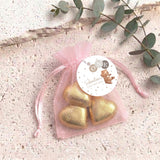 Brown Bear Balloons Baby Personalised Organza Bags with Chocolate Hearts