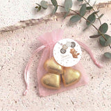 Brown Bear Balloons Baby Shower Personalised Organza Bags with Chocolate Hearts