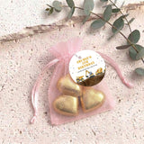 Construction Trucks Personalised Organza Bags with Chocolate Hearts