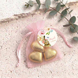 Floral Bunny First Birthday Personalised Organza Bags with Chocolate Hearts