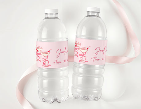 Tini Bit Older Pink Martini Personalised Water Bottle Labels