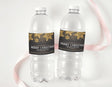 Christmas Gold Black Personalised Water Bottle Labels