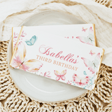 Pastel butterfly birthday chocolate bar wrapper, 'Gabriellas Third Birthday' text