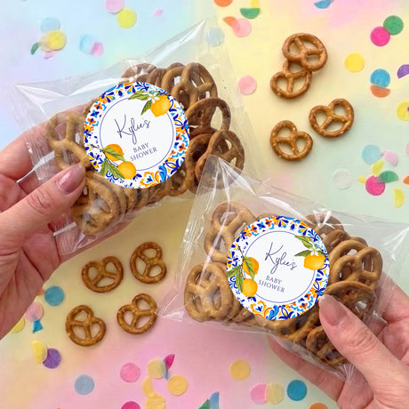 Amalfi Lemons Baby Shower Personalised Pretzel Bag