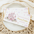 Princess birthday chocolate bar wrapper with pink castle, hearts, and “Princess” name text