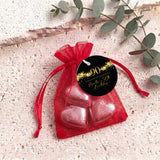 90Th Birthday Black Gold Stars Personalised Organza Bags with Chocolate Hearts