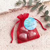 Blue Gold Cross Baptism Personalised Organza Bags with Chocolate Hearts