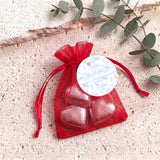 Blue Safari Toile Christening Personalised Organza Bags with Chocolate Hearts