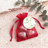 Cream Rose Waterfall Bridal Shower Personalised Organza Bags with Chocolate Hearts