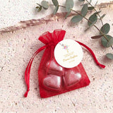 Floral Holy Cross Baptism Personalised Organza Bags with Chocolate Hearts