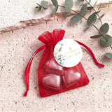 Green Leaves Gold Cross Baptism Personalised Organza Bags with Chocolate Hearts