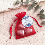 Navy Blue Waterfall Mothers Day Personalised Organza Bags with Chocolate Hearts