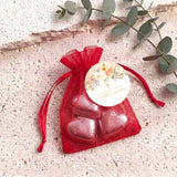 Peach Cream Roses Waterfall Confirmation Personalised Organza Bags with Chocolate Hearts