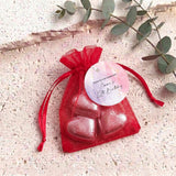 Pink Purple Marble Kids Birthday Personalised Organza Bags with Chocolate Hearts