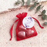 Pink Purple Roses Confirmation Personalised Organza Bags with Chocolate Hearts