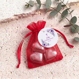Pink Purple Roses First Holy Communion Personalised Organza Bags with Chocolate Hearts