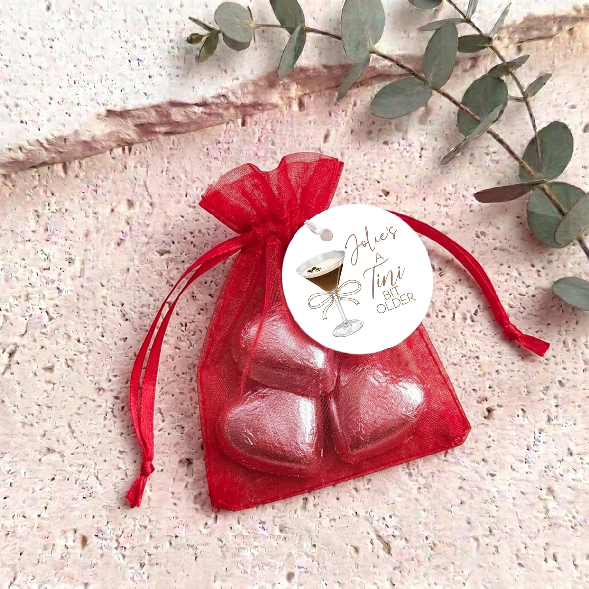 A Tini Bit Older Martin Organza Bags with Chocolate Hearts
