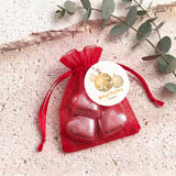 Christmas Gold Balls Personalised Organza Bags with Chocolate Hearts