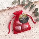 Christmas Gold Black Personalised Organza Bags with Chocolate Hearts