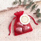 Christmas Gold Pine Personalised Organza Bags with Chocolate Hearts
