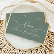 Sage green bridal shower chocolate bar wrapper with Love and thank-you message.