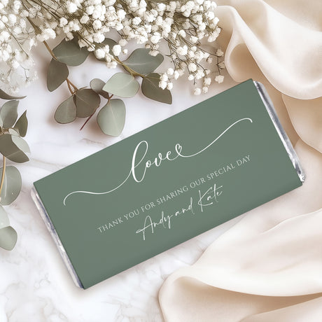 Sage Wedding Love Personalised Chocolate Bars